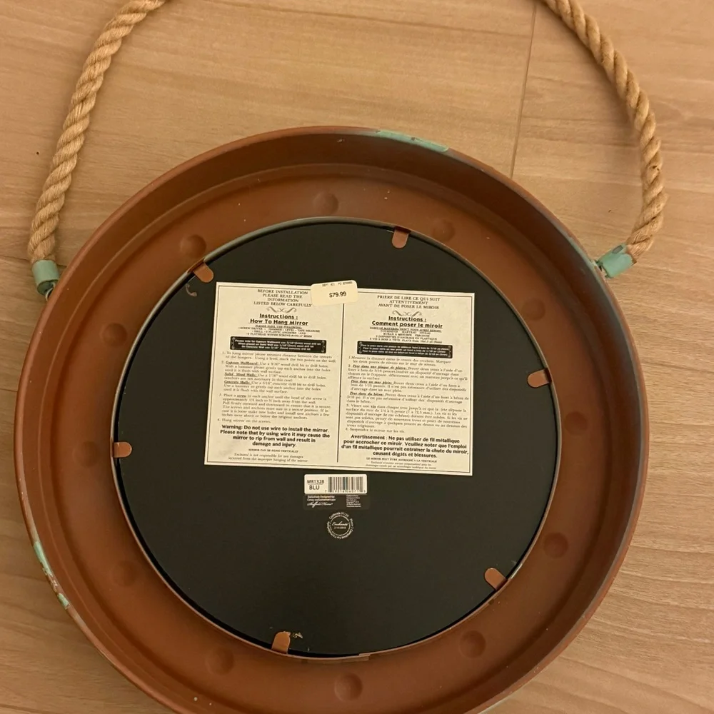 Rustic Green Beachy/Nautical Round Hanging Wall Mirror